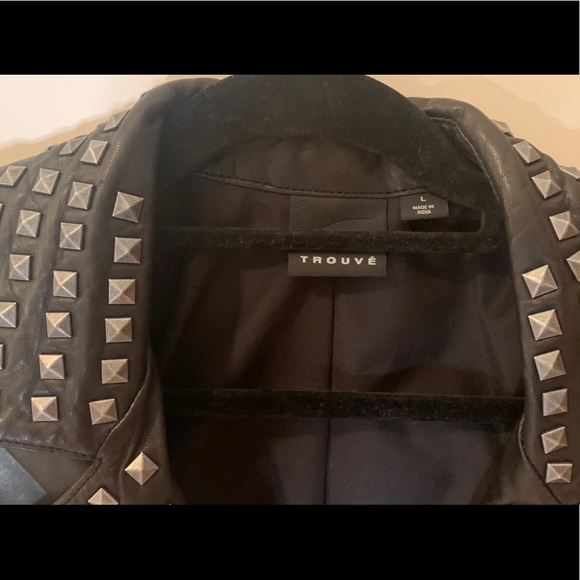 Nordstrom Trouve Black Leather Studded Jacket L - Picture 5 of 10